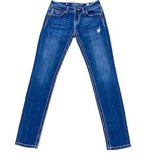 Miss Me Low Rise Skinny Jeans 27x31 Stretch Embroidered Pockets EUC